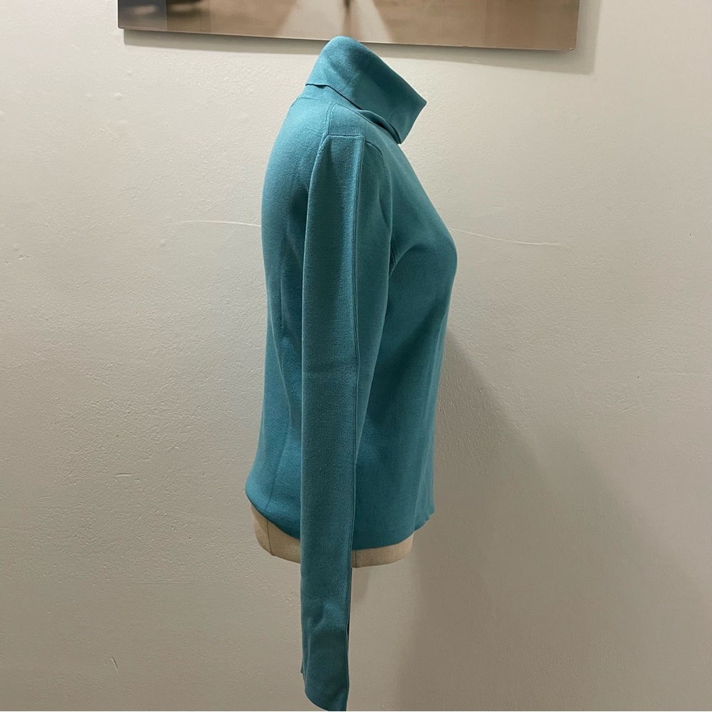 VINTAGE Sigrid Olsen Teal Silk Blend Turtleneck- Luxe Classic Size Small 💎 - Picture 3 of 14